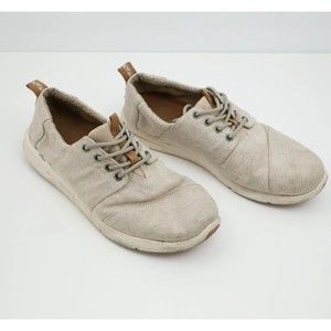 Toms Trainer Sneaker Shoes Unisex Adults Size 10 Gray with Lace Up Casual Canvas